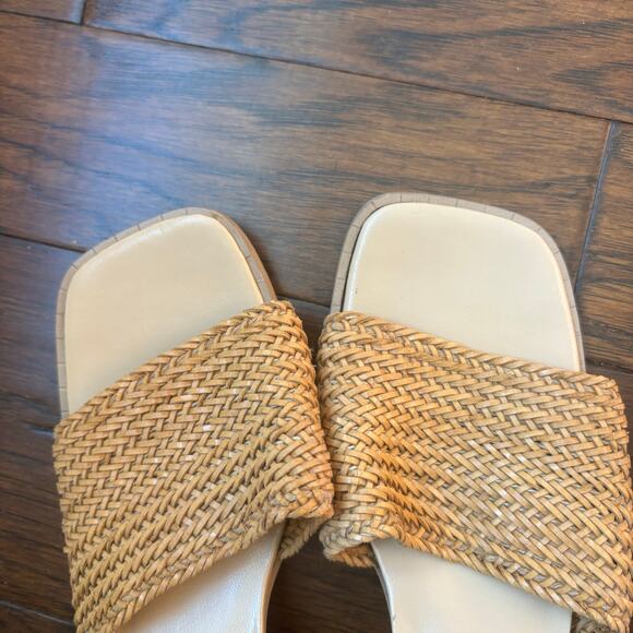 Bruno Valentini 90s Sandals Woven Sandals Mules Raffia Leather Sz 7 Tan - Picture 7 of 13